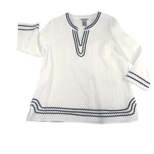 Multiples Tunic White and Black Rick Rack Apparel Trim Size Medium